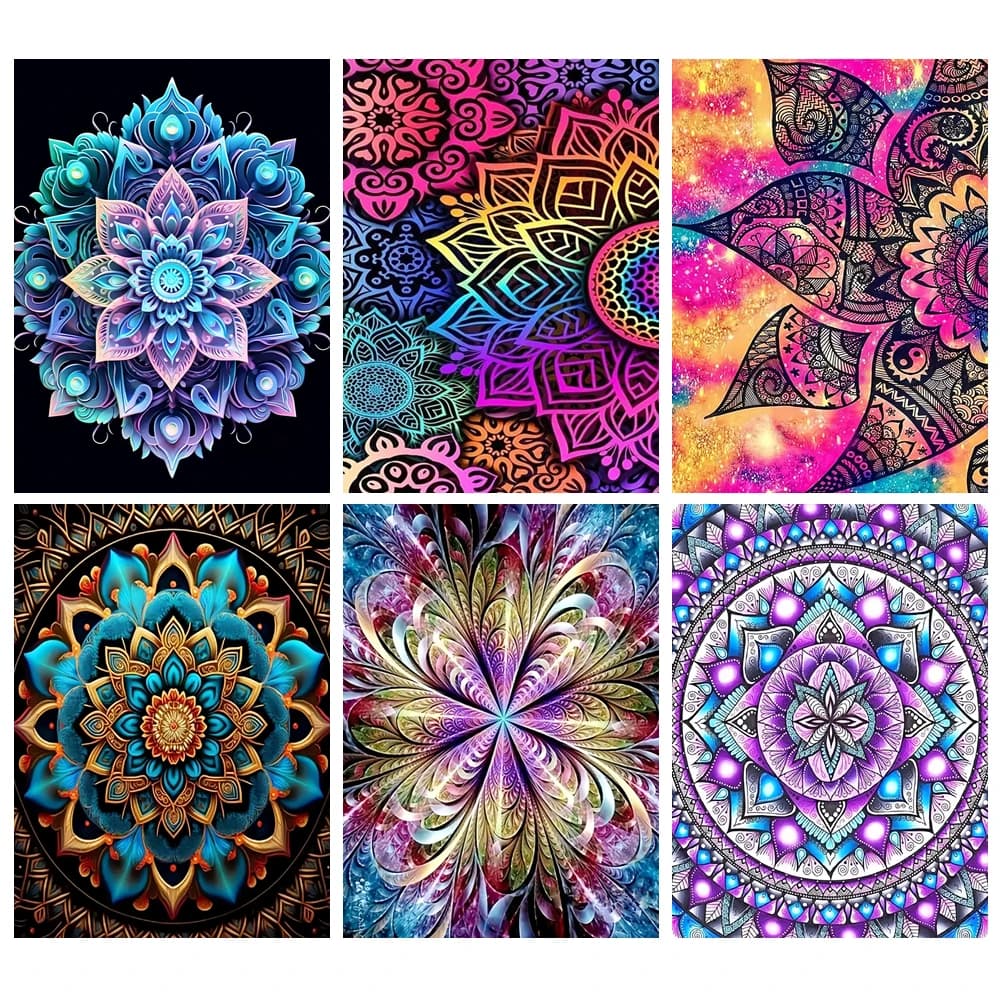 Quadro Mandala Ricamato con Diamanti, Pittura con Strass, Nuovo Arrivo, Mosaico Floreale, Completo di Diamanti Quadrati e Rotondi, Regalo Fatto a Mano