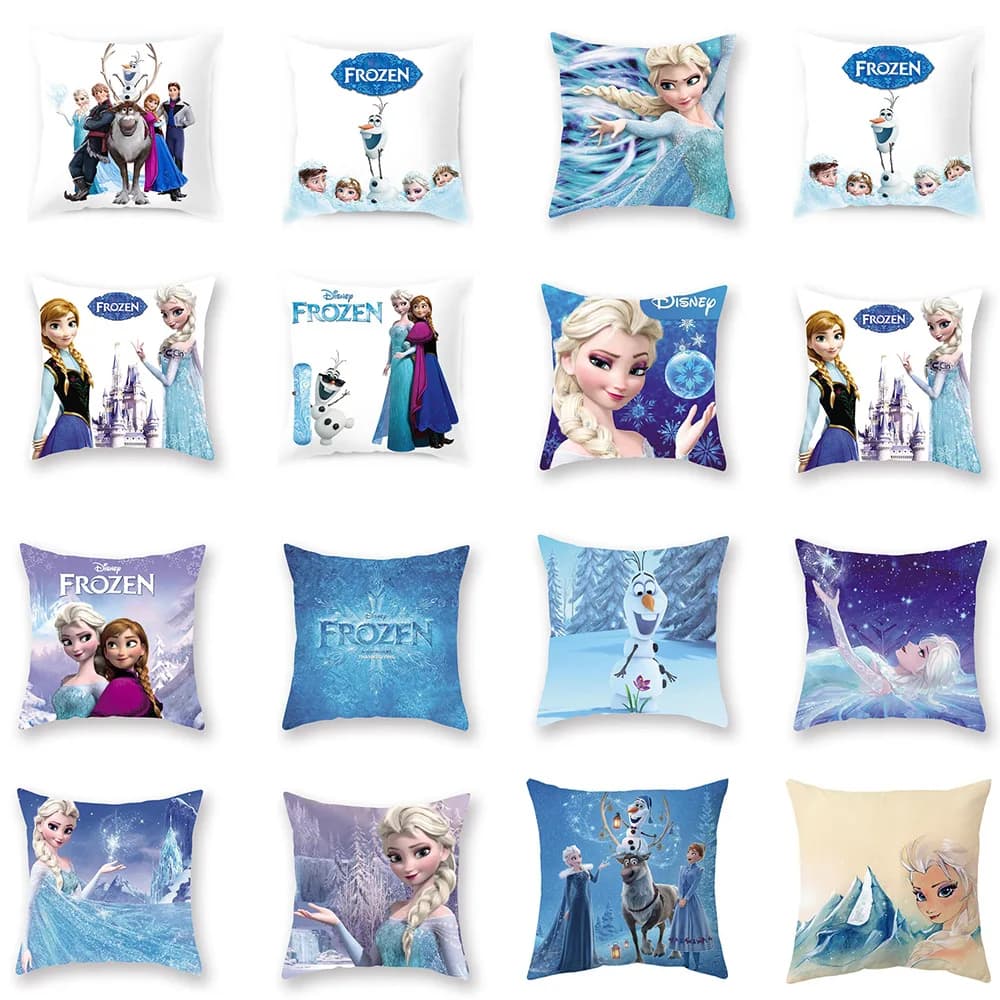 Federa per cuscino Frozen, federa per cuscino con stampa di animazione a fumetti, federa per cuscino di supporto lombare per ufficio, arredamento per la casa
