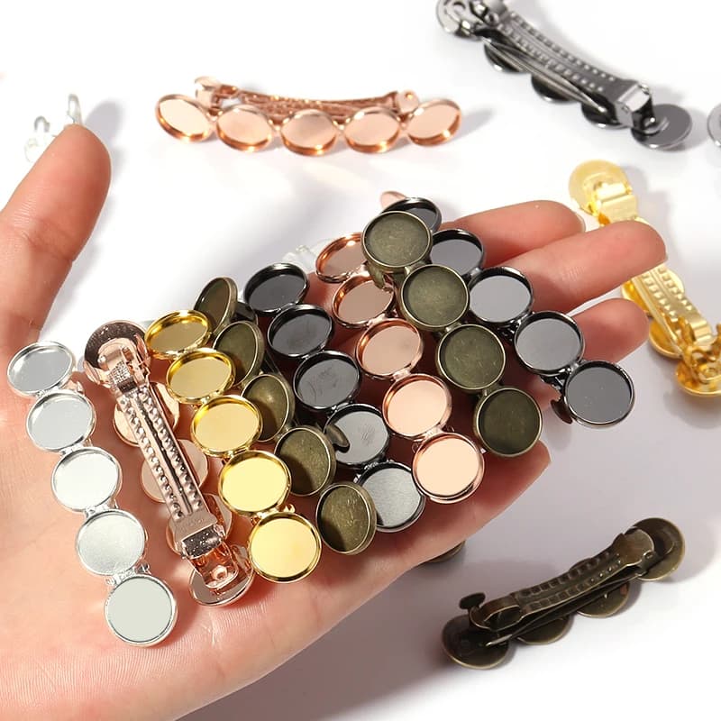 5 pieces suitable round cabochon 12 mm blank kilns 4/5 basic hair clips settings for diy hair accessories gift
