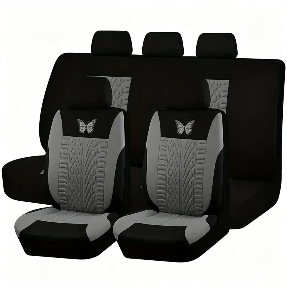 Butterfly Car Seat Covers Full Set 5 Seats Breathable Fabric Cute Auto Seat Protectors Universal Fit