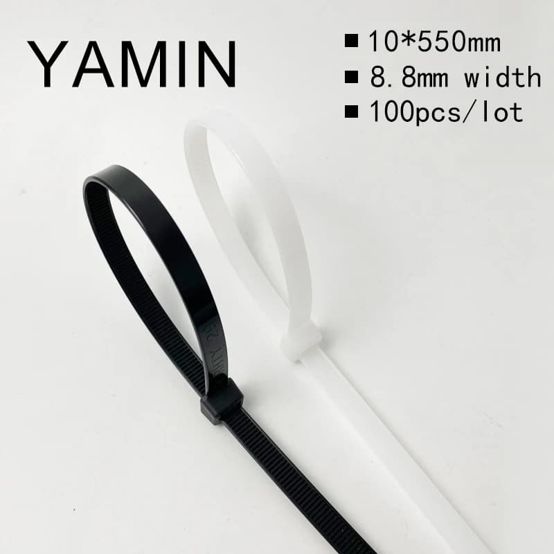 10*550mm 8.8mm Width Multi-Purpose Self-Locking Cable Ties Nylon Zip Wire Tie-Wraps Heavy Duty Strong And Durable 100PCS/pack