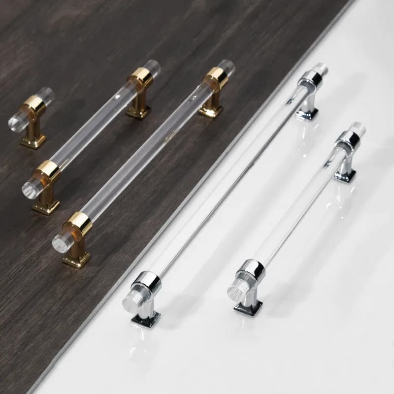 KK & FING Maniglie per porte lunghe in acrilico per armadietti T Bar Maniglia trasparente Maniglie per porte dell'armadio per guardaroba Manopole per cassetti Ferramenta per mobili