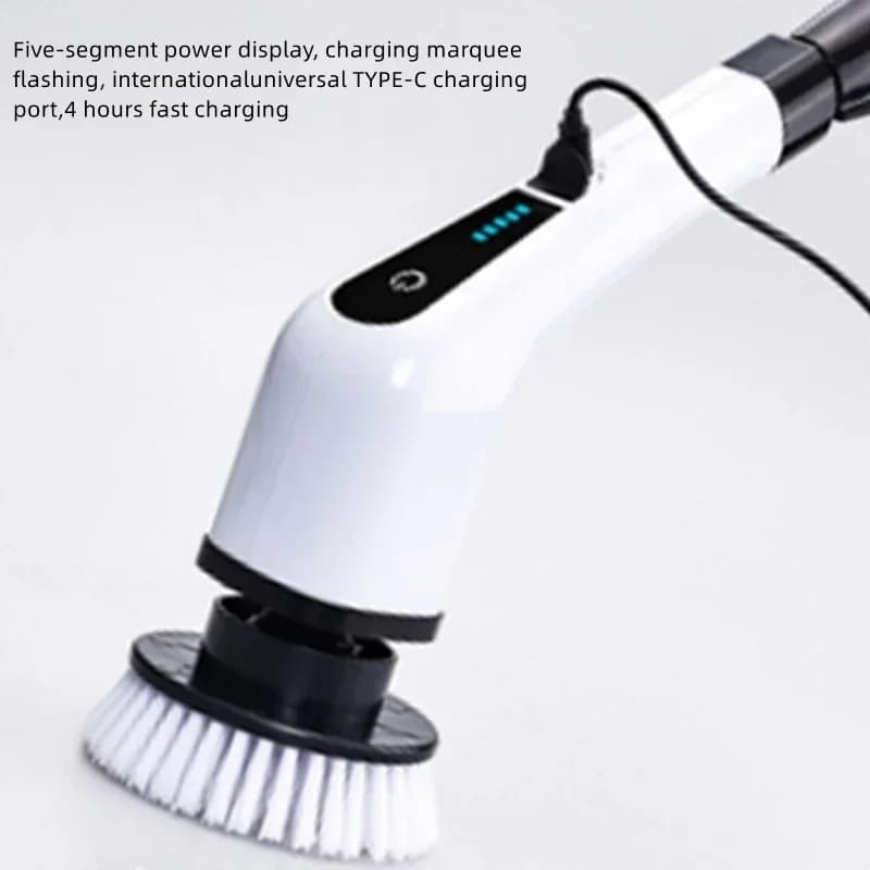 Spazzola per pulizia elettrica wireless domestica 220v Spazzola per bagno multifunzione con manico lungo Piastrelle per pavimenti Spazzola per WC Pentola per piatti Art