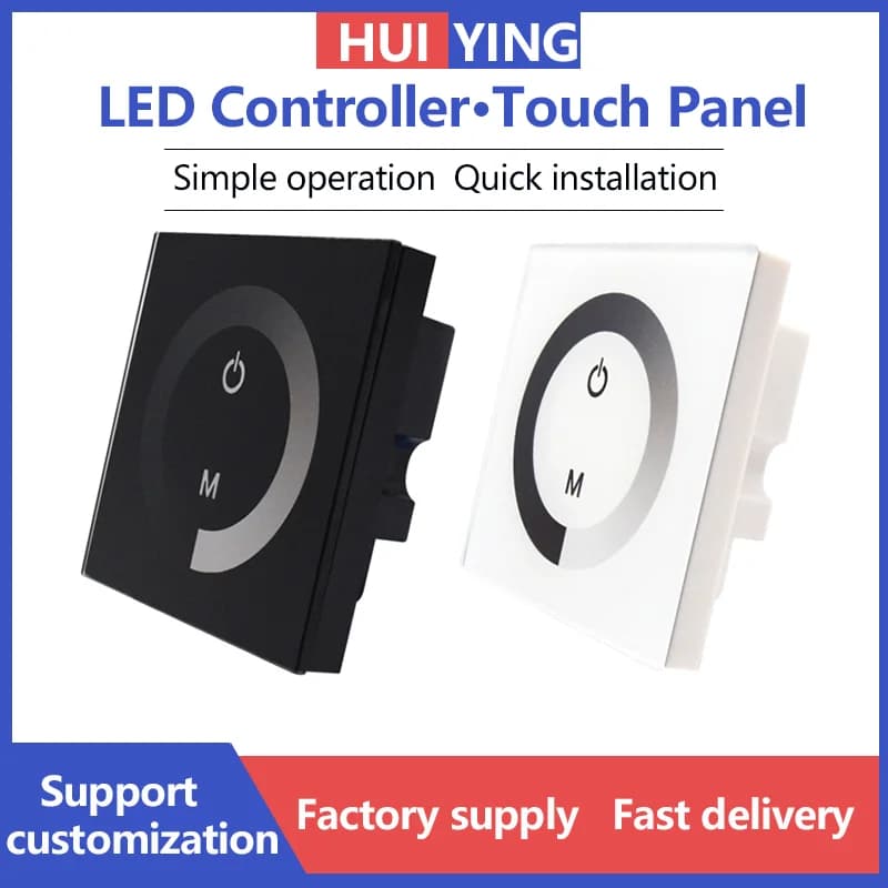 Striscia LED con Pannello in Vetro da Parete, Controller Touch EU/AU, Dimmer CCT RGB 12V 24V 6A/CH, Dimmerazione Graduale 0-100% per Casa e Ufficio