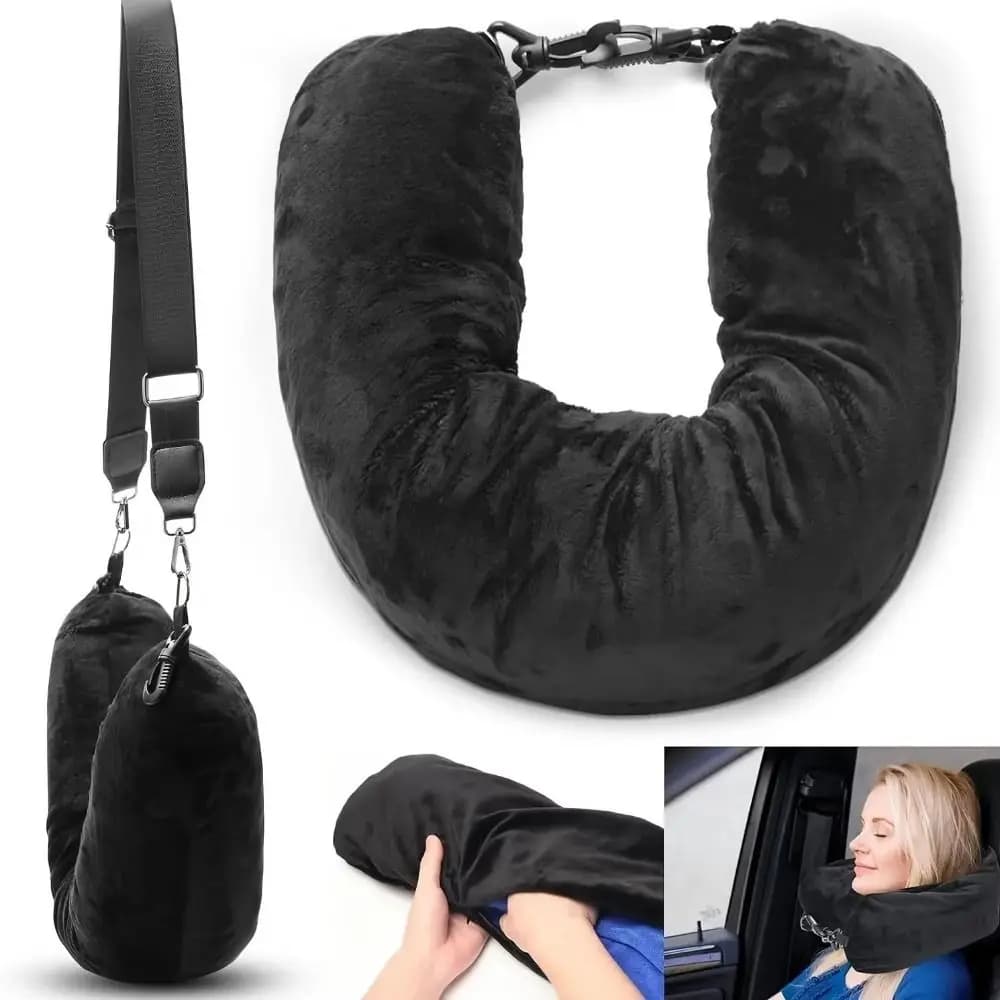 Cuscino da viaggio impermeabile per il collo, comoda borsa di stoccaggio portatile, tracolla morbida e regolabile, cuscino portatile, bagaglio a mano