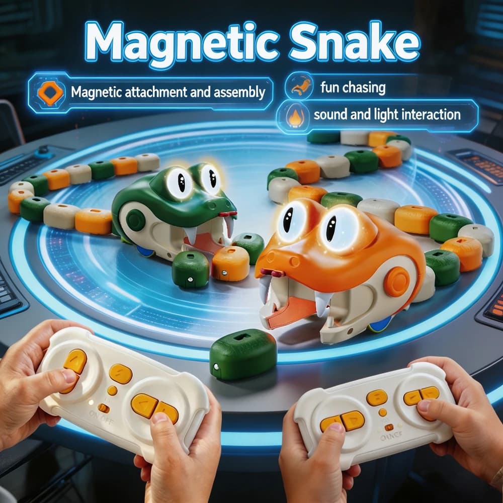Remote Control Magnetic Greedy Snake Battle Toy Interactive Counting Game Educational Competitive RC Toy Birthday Gift