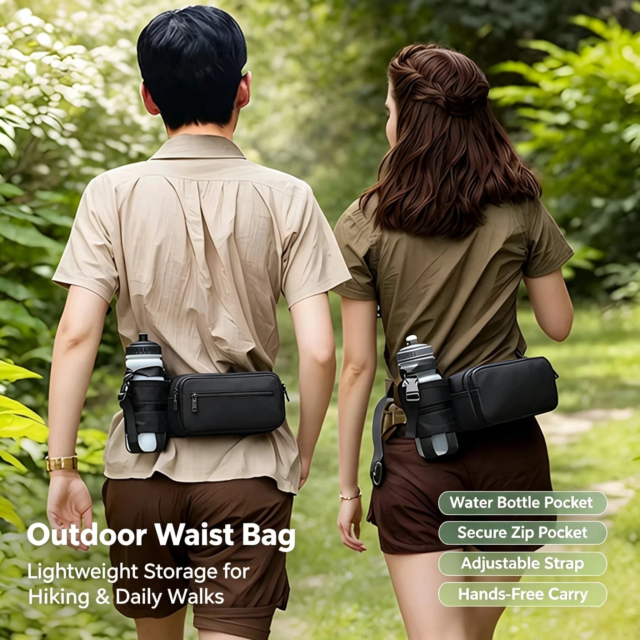 Sports Waist Bag -Water Bottle Waist Bag-Running Belt Multi-Function Fanny Pack Water-repellent Close-Fitting Marathon Belt Bag