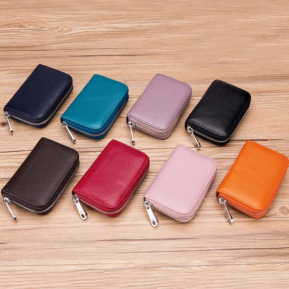 Portafoglio con Blocco RFID, Porta Carte Portatile, Design Sottile, Antifurto, Portafoglio per Carte di Credito con Tasca Sicura con Cerniera