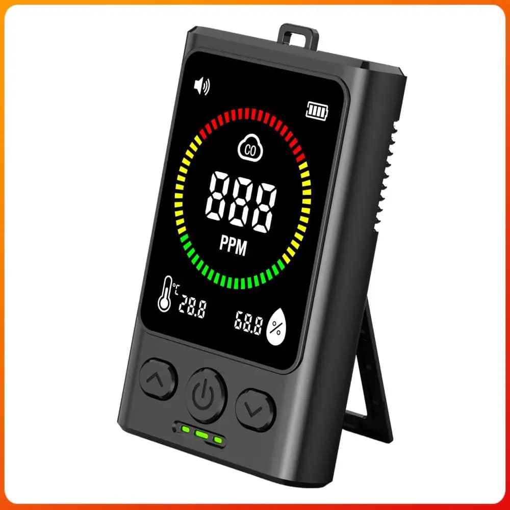 3-in-1 Carbon Monoxide Detector Rechargeable CO Detector with LCD Display Temp Humidity Monitor for Travel Camping RV