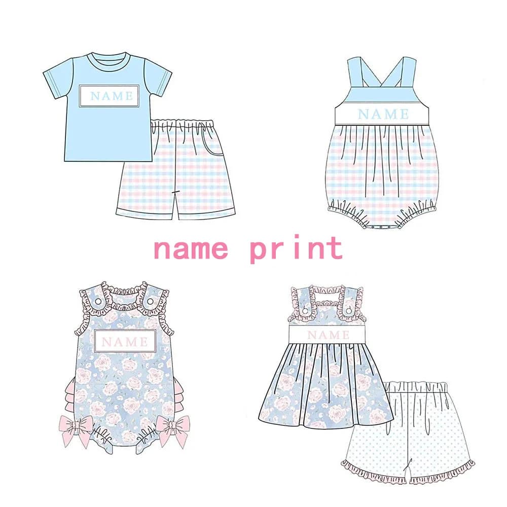 Design personalizzato Bambini abbinati Boutique Outfit Nome personalizzato Abbigliamento per bambini Boutique Pagliaccetto per bambini Set per ragazzi e ragazze