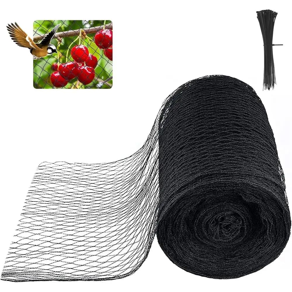 Bird Netting or Garden 25 x 100 T, 1" Mesh Heavy Duty HDPE Garden Netting with 50 Cable Ties, Pollir riendly Bird Net or ruit Tr