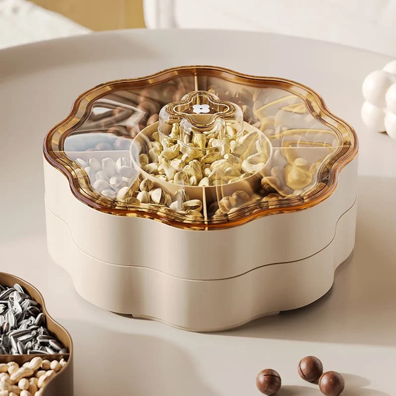 Scatola per snack a vento, tavolino da salotto per la casa, scatola per frutta secca, griglia multistrato, scatola per caramelle con semi di melone e noci con coperchio