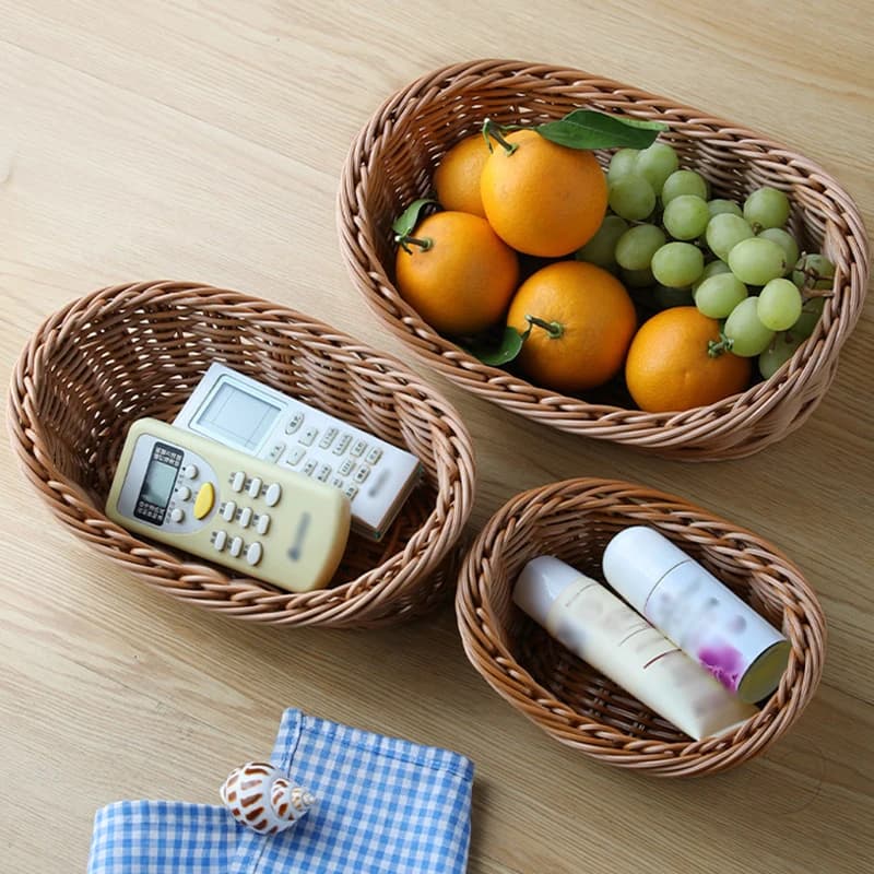 Ciotola per Frutta a Forma di Yuanbao in Rattan Sintetico, Cesto Creativo per la Casa, Cesto per Snack da Picnic, Vassoio per Frutta Secca
