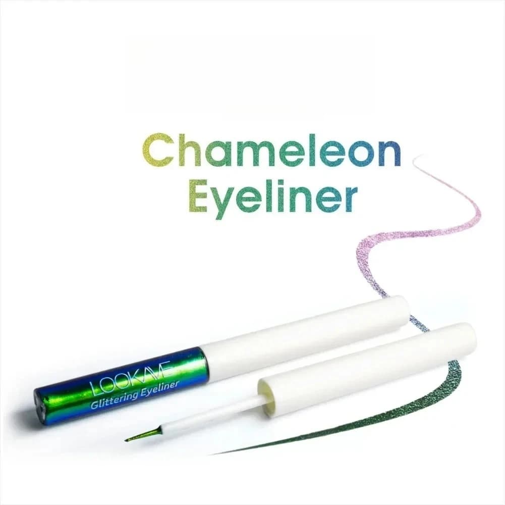 Eyeliner Liquido Verde Cangiante Effetto Metallizzato, Ombretto Multicolore, Eyeliner Perlescente, Pigmento Occhi Glitterato Polarizzato per Trucco
