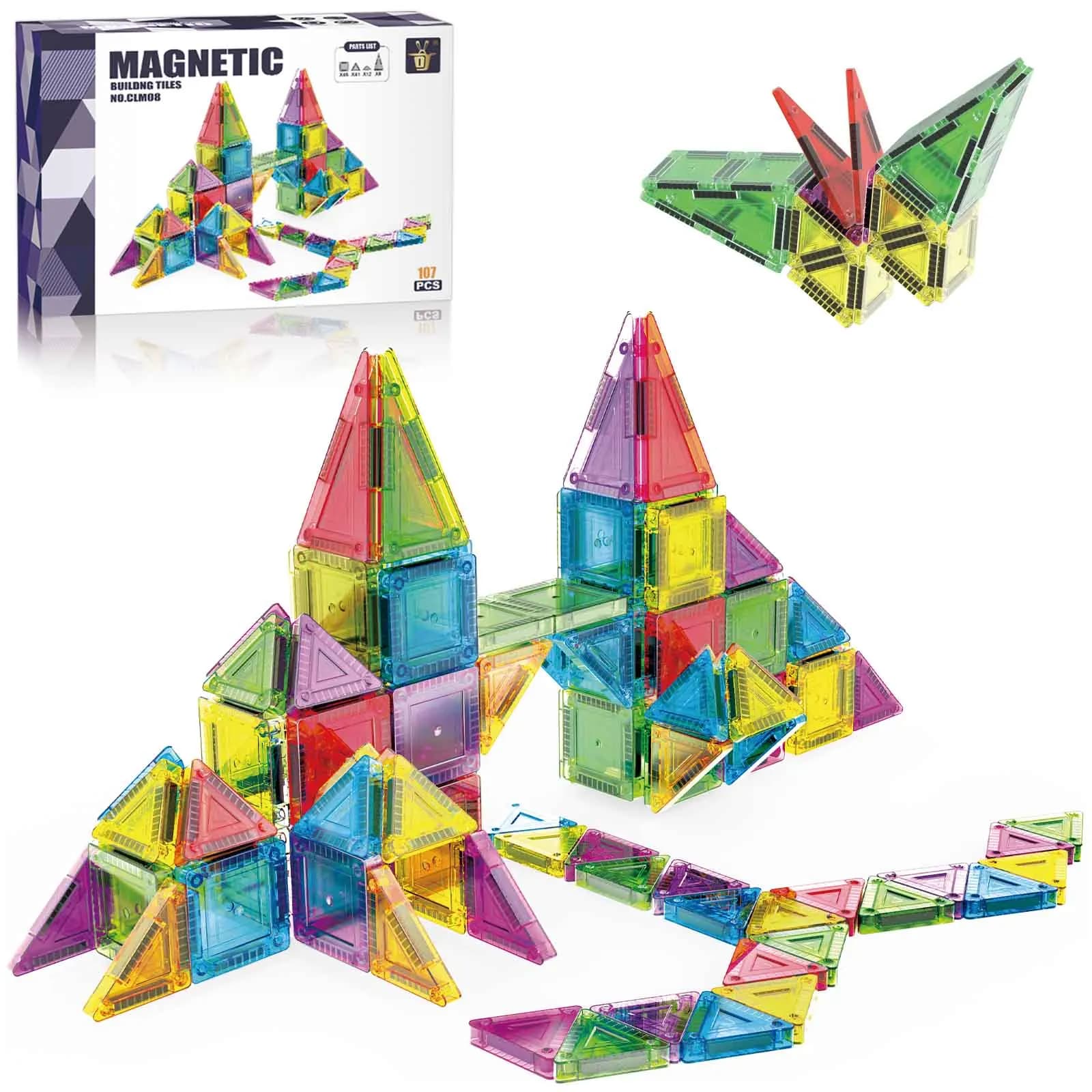Magnetic Building Blocks Set STEM Construction Toy Magnetic Tiles Puzzle Game Kids Christmas Birthday Gift for Boys Girls 3+