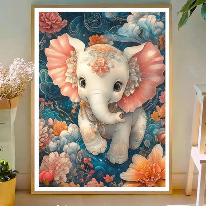 Cute little elephant Printed Kits Cross Stitch 11CT 9CT Embroidery DIY Cotton Needlework Sets Crafts With Needles