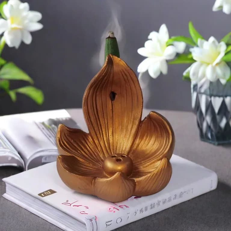 Bruciatore di incenso in resina Porta bastoncini Buddismo Linea di loto Piatto di incenso Bobina di legno di sandalo Base Templi Studio yoga Decorazione della casa