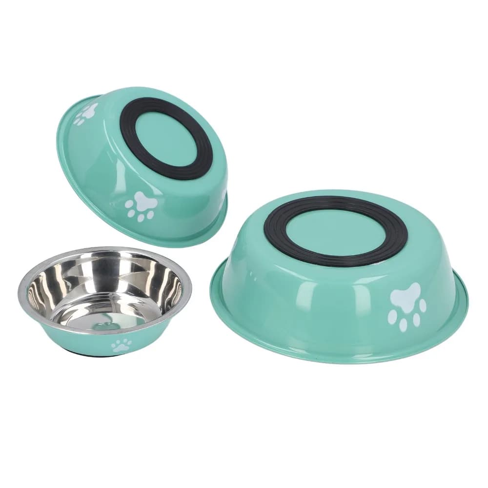 3Pcs Food Grade Metal Metal Alloy Pet Bowl Drop Resist Anti Slip Pad Anti Tilt Bowl Quick Rinse Large Capacity Slip Tough Bowl