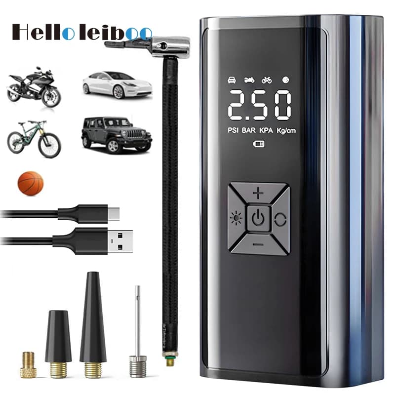 LEIBOO Pompa di Aria Senza Fili 150psi Gonfiatore Elettrico Portatile Dei Pneumatici Per Auto Bicicletta Moto Mini Compressore D'aria Pneumatico Iniettore di Aria