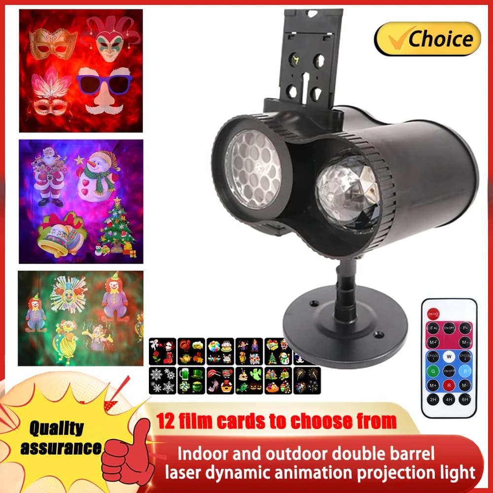 Luci di proiezione Laser lampada da palcoscenico Holiday Outdoor proiettore per feste di natale lampade a Led impermeabile 12 luci con motivo a scheda di cambio