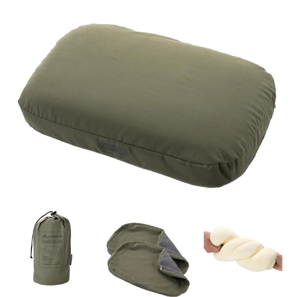 Cuscino da campeggio in memory foam, cuscino da viaggio ultraleggero, cuscino da backpacking con fodera rimovibile, ergonomico, supporto per collo e schiena