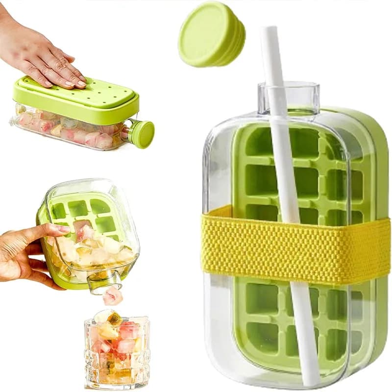 Water Bottle 2 in 1 with Pressure Cooling System and Ice Mold, Without Contact, with Whisky Cover and Cocktail, Reusable and Portable