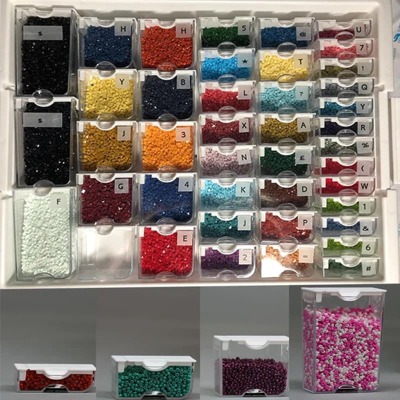 Accessori per strumenti a mosaico per pittura diamante gioielli scatola portaoggetti trasparente con ricamo a diamante Elizabeth Ward Bead Storage 42 griglie