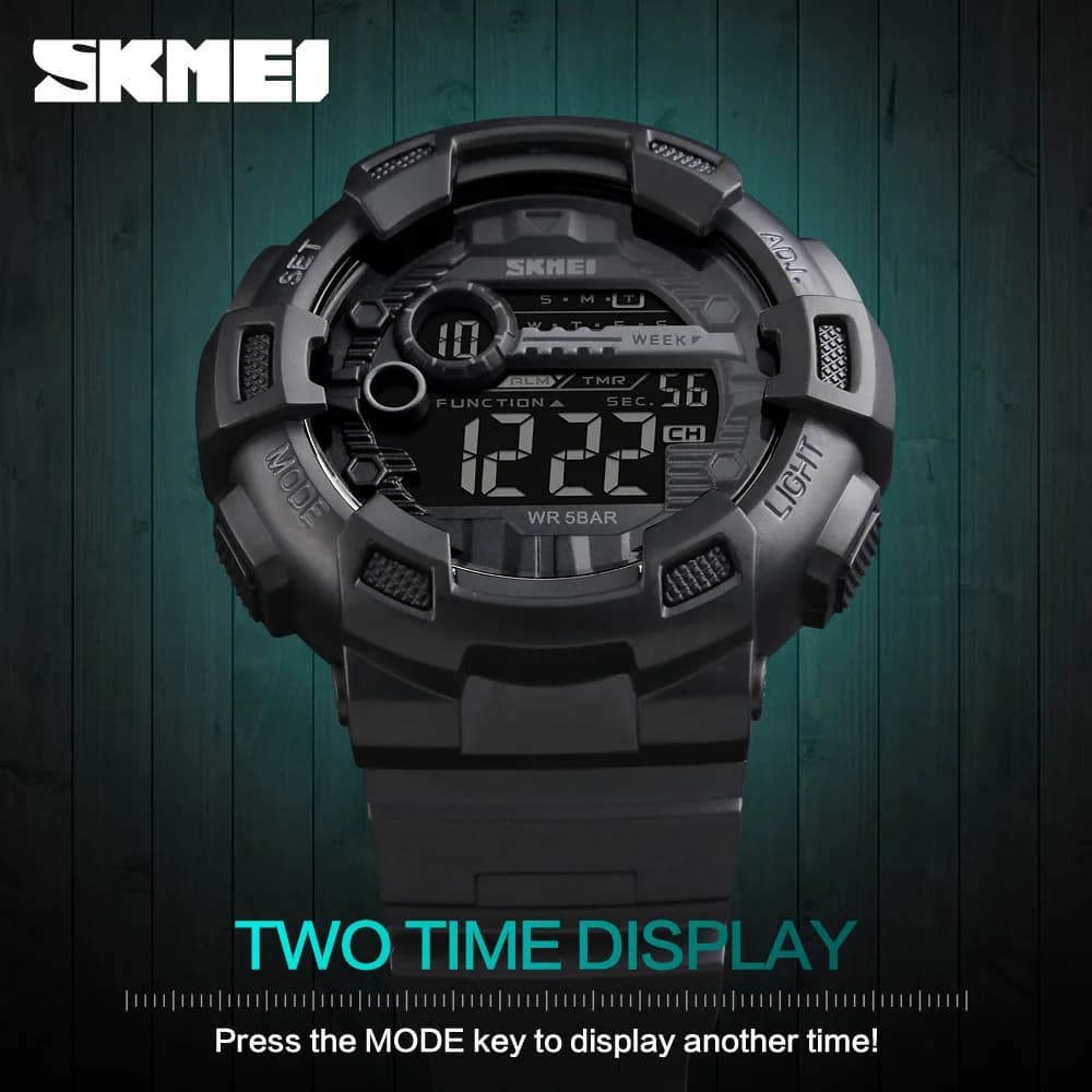 SKMEI Sport Outdoor Chrono Orologio digitale da uomo Orologio da polso elettronico multifunzione 5Bar Orologio con display a LED impermeabile reloj hombre