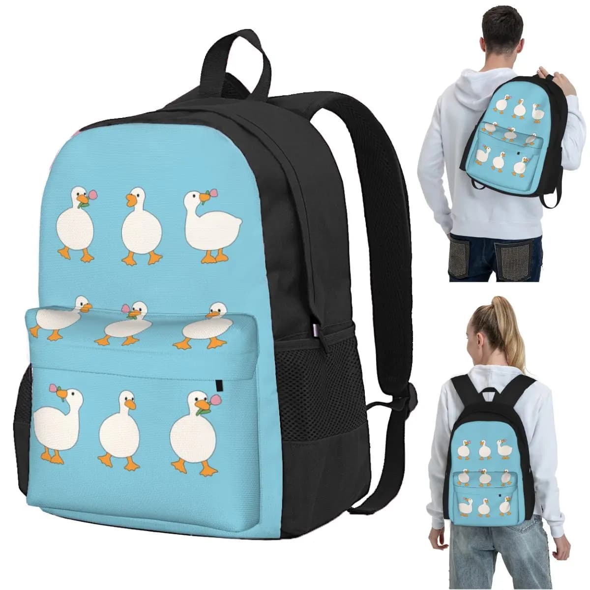 Zaino Silly Duck Goose con coltello, borsa per libri per studenti, zaino scolastico per bambini, borse a tracolla per laptop per ragazzi e ragazze