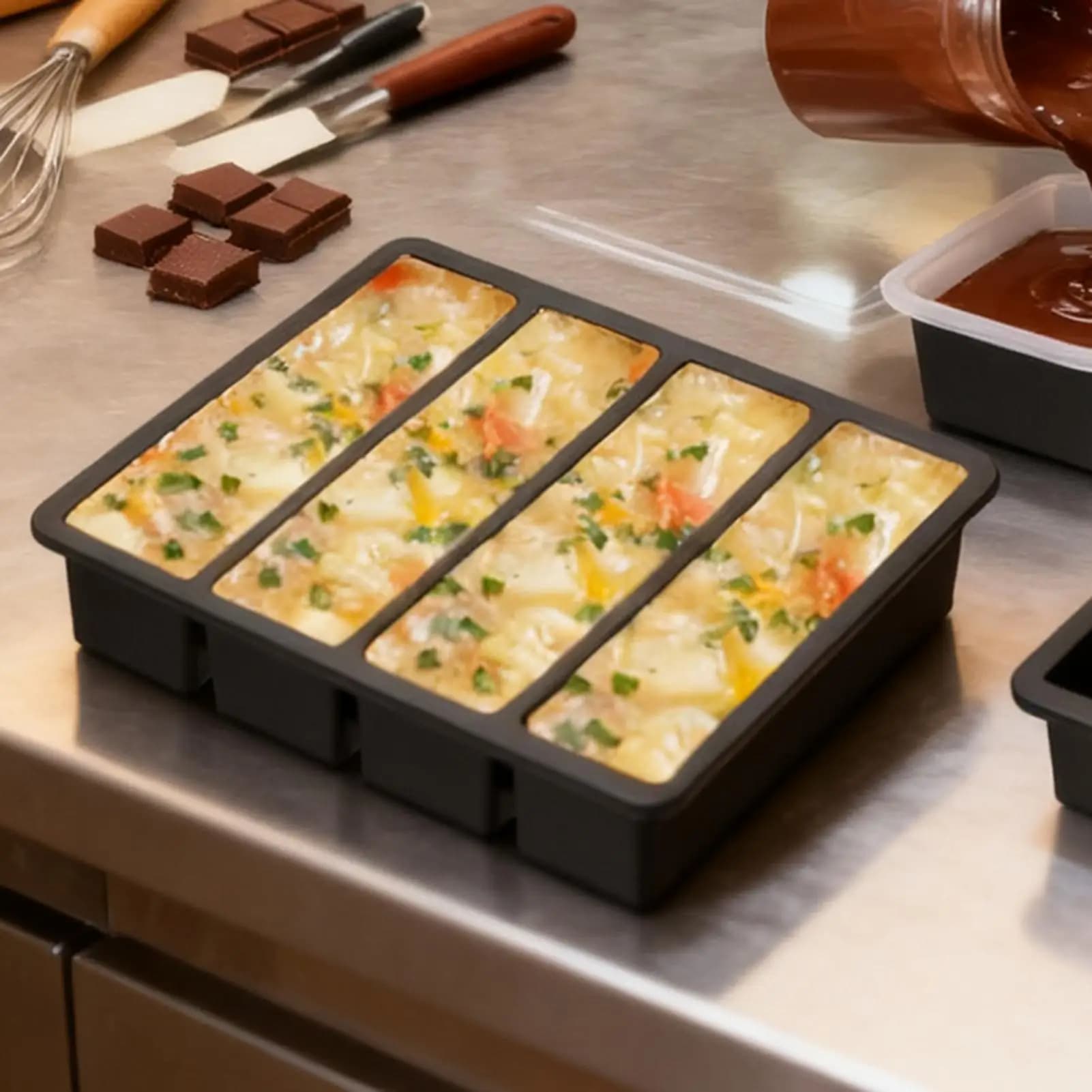 Vassoio per congelatore in silicone Conservazione gigante Salsa per pasti Zuppa Vassoio per cubetti di ghiaccio Stampi per congelamento alimenti Coperchio Contenitore extra large