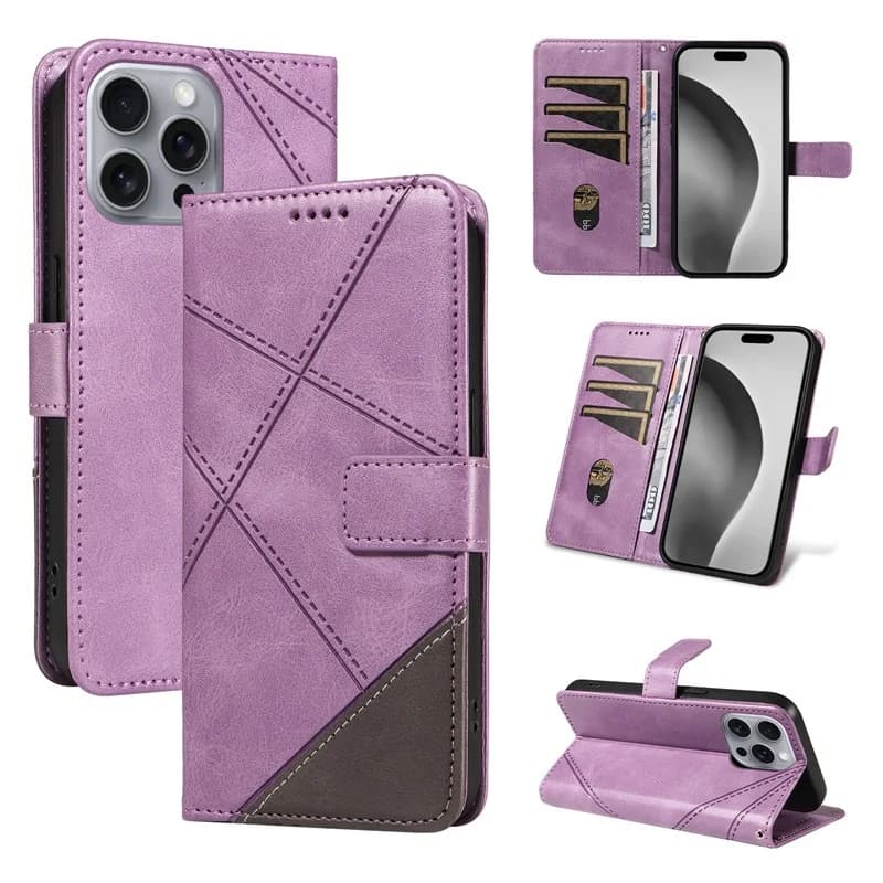Splicing Line Leather Wallet Case For Xiaomi Poco X8 Pro Max X7 X6 X5 X4 GT X3 NFC Wrist Rope 3 Cards Slot Anti Drop Flip Cover