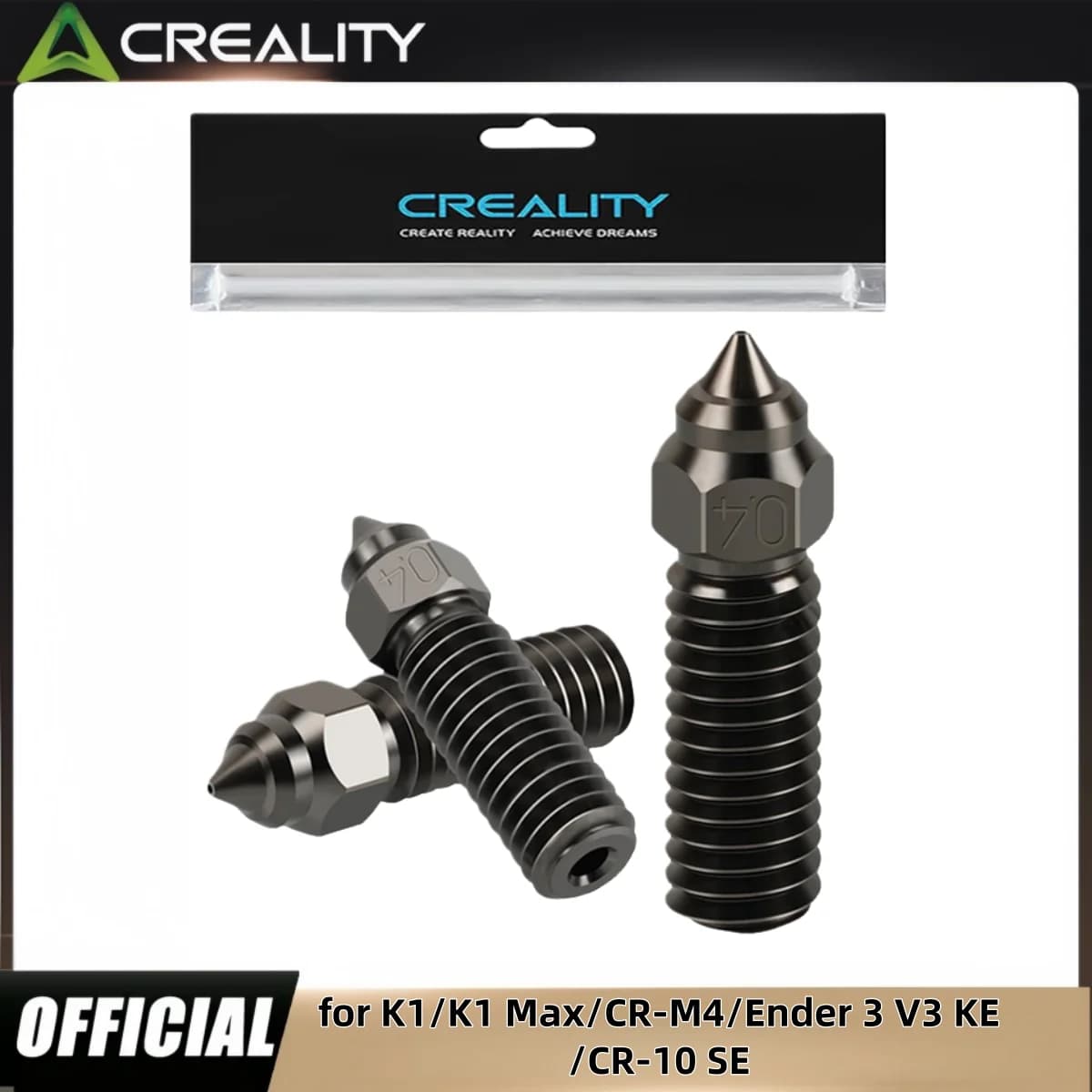 Ugello in acciaio temprato Creality K1, 0.2/0.4/0.6/0.8mm per Ender 3 V3 KE, K1, K1 Max, CR-10 Parti per stampante 3D