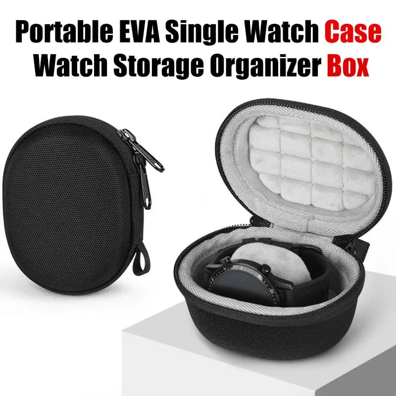 Custodia da viaggio portatile per orologio in EVA Organizzatore di archiviazione per orologio singolo Supporto per smartwatch impermeabile Contenitore con cerniera per orologio