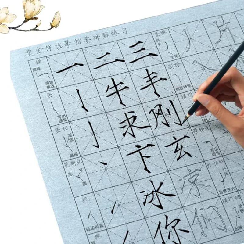 Thickened Water Writing Cloth Brush Copybook Traditional Thin Gold Body Calligraphy Copying Writing Practice Cloth Set Beginners