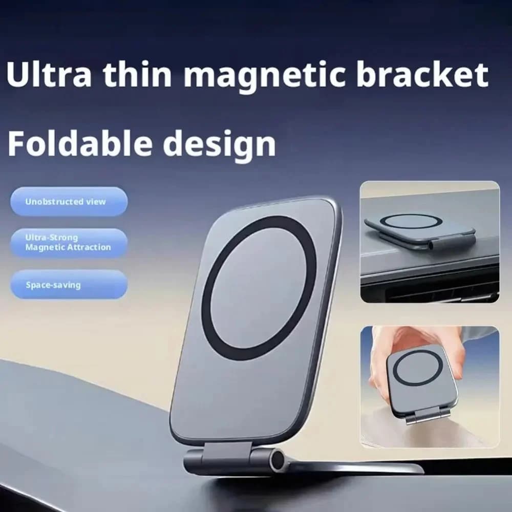 Dual Magnetic Phone Stand Holder Phone Holder Ultrathin Foldable Multi functional Car Phone Holder Adjustable Smartphone Stand