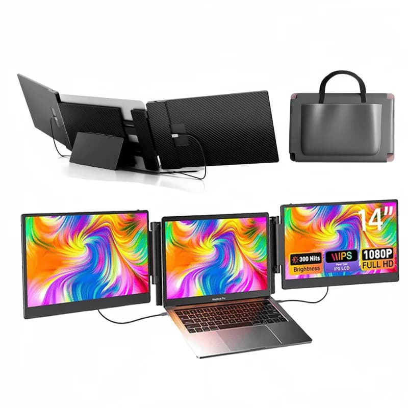 Prolunga schermo per laptop S3 da 14\" Estensione tripla schermo IPS per notebook da 13\"-17\" con supporto regolabile Risoluzione FHD 1080P