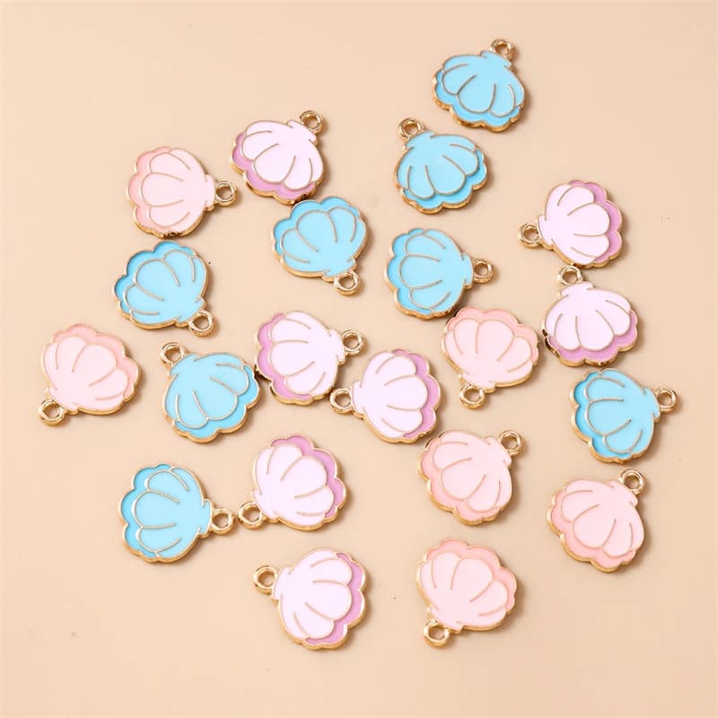 20pcs 15x17mm Cute Enamel Shell Charms Pendants for Jewelry Making Earrings Necklaces Bracelets DIY Handmade Crafts Accessories