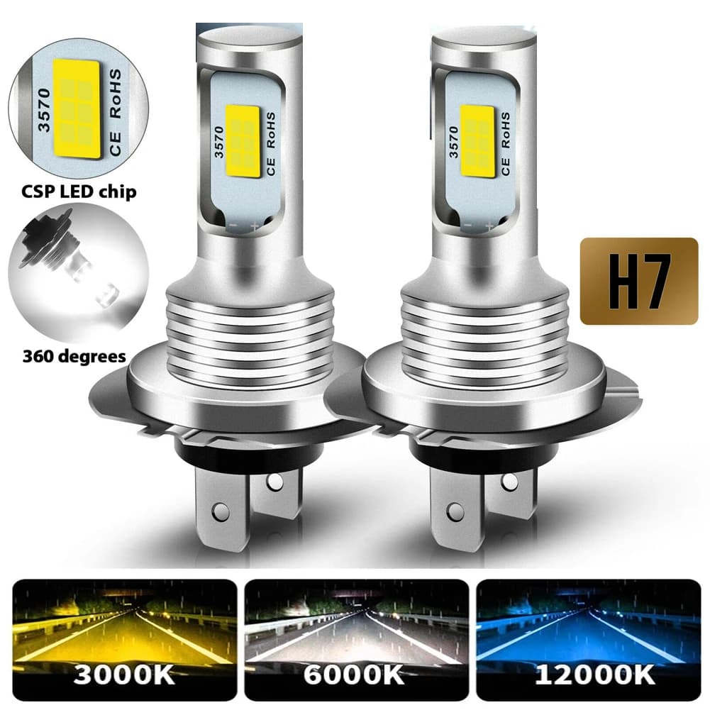 2 pezzi H7 H1 H8 H9 H11 9005 9006 lampadine a LED HB3 HB4 CSP LED faro super luminoso lampada DRL 6000K bianco 3000K giallo 12000K blu