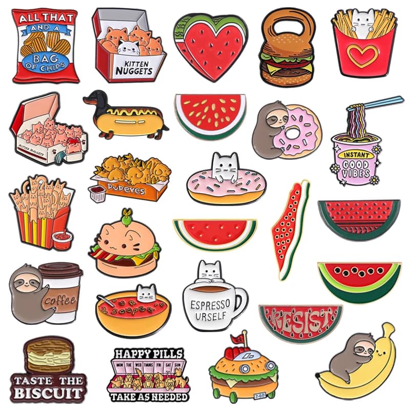 Spilla smaltata divertente a forma di hamburger e kettlebell, con umore nero e design di cibo delizioso, per attrezzature fitness, gioiello da borsa, regalo per amici