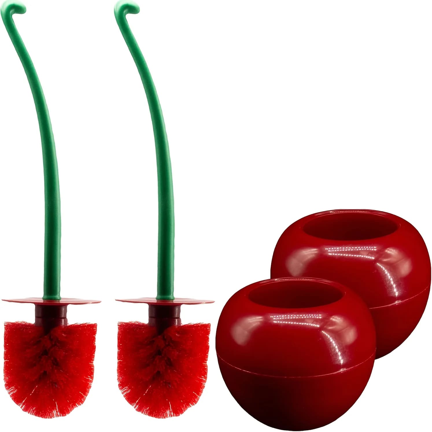 Scopino per WC rosso ciliegio con supporto - Spazzola per la pulizia del bagno con manico lungo con setole dense per bordi e angoli