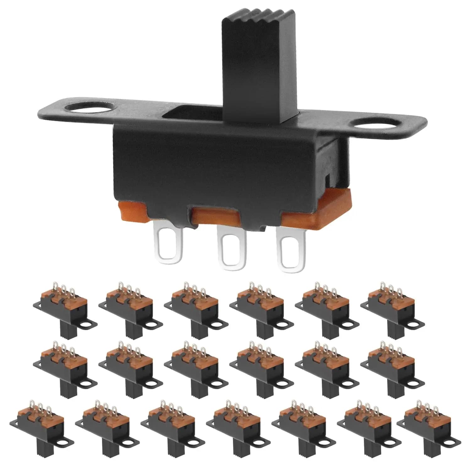 20pcs 5V 0.3A Mini Size Black SPDT Toggle Switch 1P2T Slide Switch Handle High 4MM for Small DIY Power