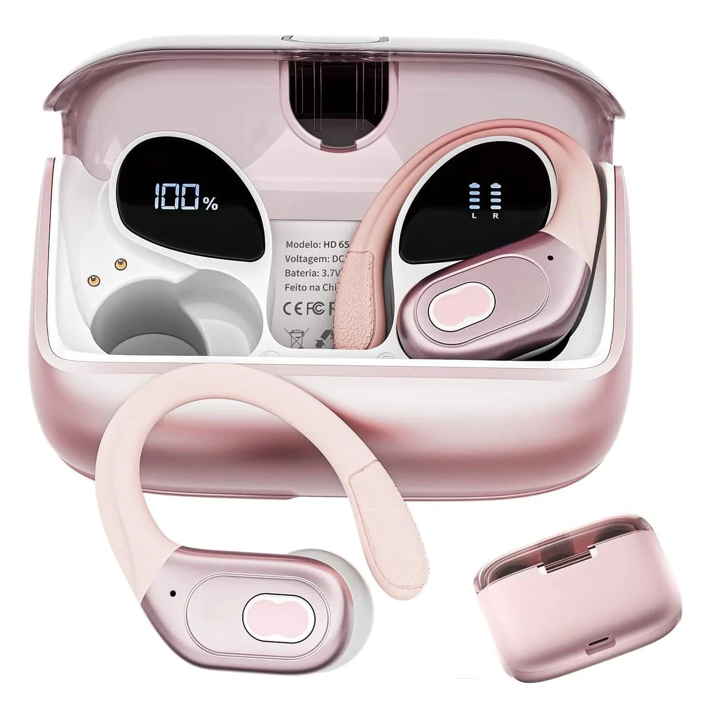 GDLYL HD65 Sports Wireless Earphones with Mics,Button Control, LED Power Display,Hifi Stereo Sound Bluetooth 6.0 TWS Headphones