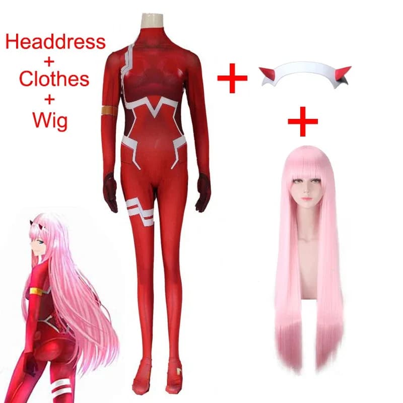Anime DARLING in the FRANXX Code002 Costume Cosplay Parrucca rosa Corna da diavolo Copricapo Costume di Carnevale di Halloween per le donne