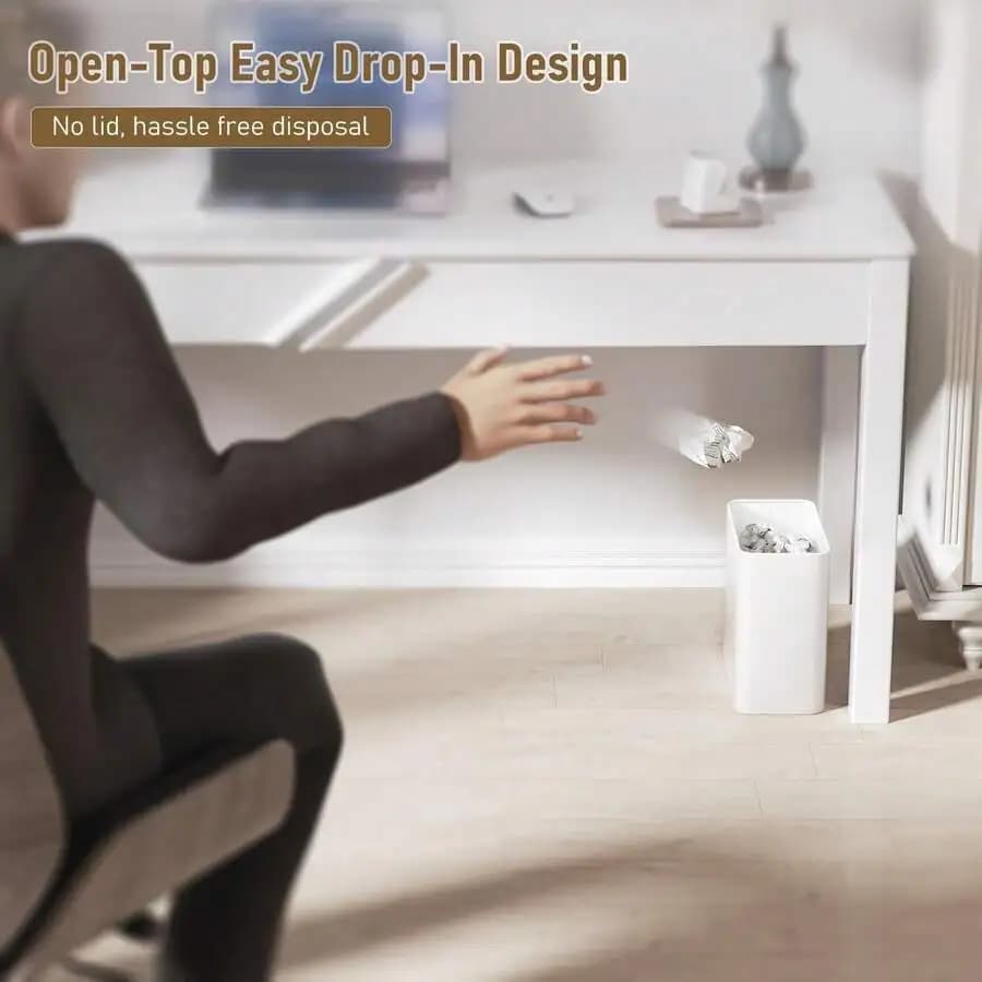 Open Top Slim Trash Can 2.4 Gallon Stainless Steel Wastebasket For Office Bedroom Kitchen Desk