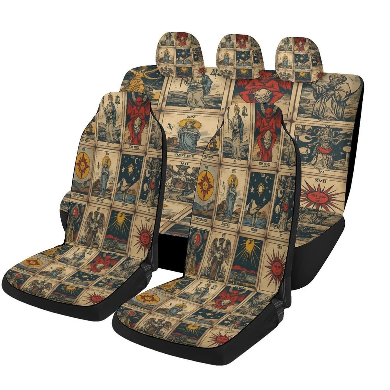 Cards Themed Car Seat Cover Set For Most Cars, Trendy High-quality Car Seat Protector Covers Full Set, Car Seat Covers For 2 Fr