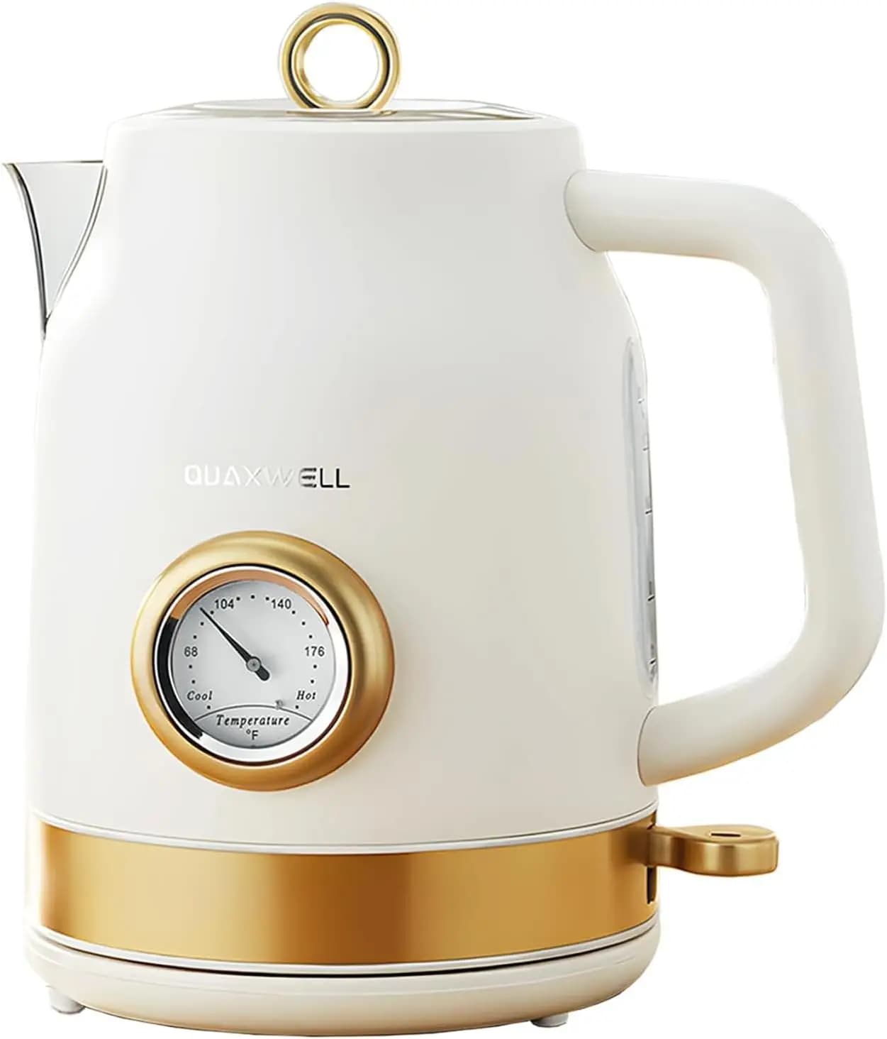 Electric Kettle Retro 1.7L Stainless Steel With Temperature Indicator, Quick boiling and Automatic Shutdown, White Golden Duck