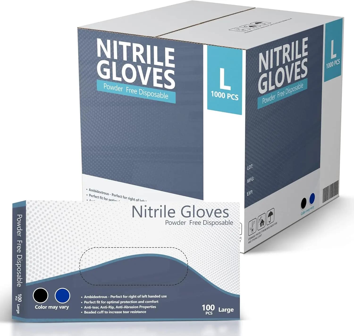 Guanti Monouso in Nitrile, Comodi, Senza Polvere, Senza Lattice