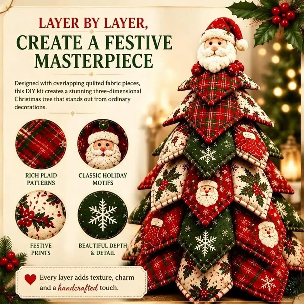 Floral Fabrics Christmas Tree Patchwork Set Creative Design Material Pack DIY Sewing Kit Hanging Kit Home Decoration