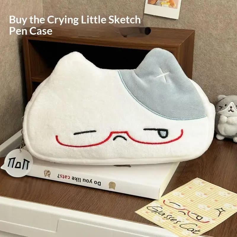 1Pcs New 3D Crying Cat Glasses Pencil Case – -Worthy, Large-Capacity Stationery Box For Students And Cosmetic Organizer