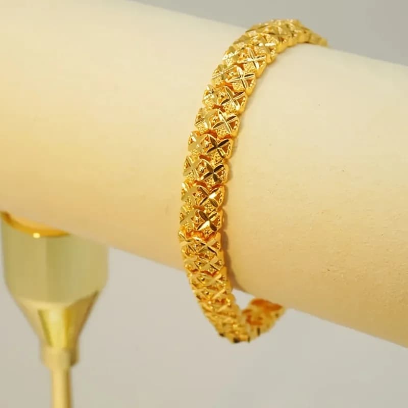 Beautiful Ethiopian flower bracelet, high-quality copper gold-plated bracelet, fashionable Dubai wedding lady's birthday gift